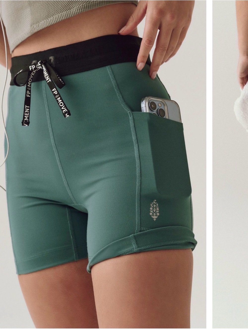 NWT FP Movement Streamline Run Shorts Medium Jade Green Pockets